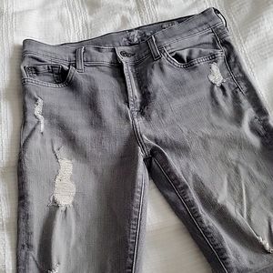 7 For All Mankind Gray Distressed Ankle Skinny Jeans Size 30